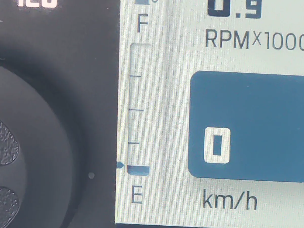 Close-up of the 2023 Ford Bronco's digital gauge cluster with the speedometer reading in kilometers per hour