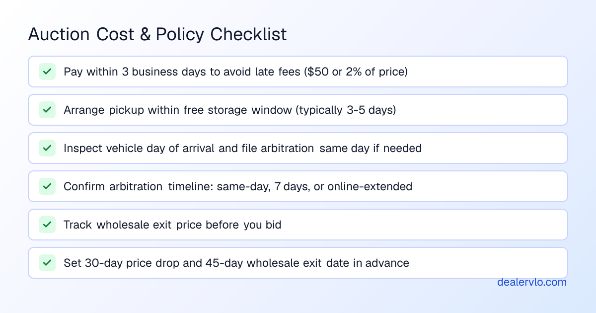 A checklist of often-overlooked auction fees and operational steps to avoid unnecessary costs