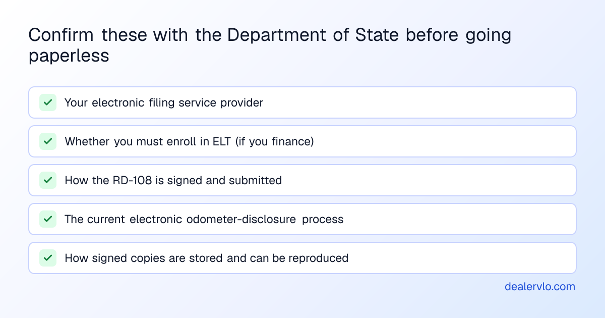 Confirm these with the Department of State before going paperless