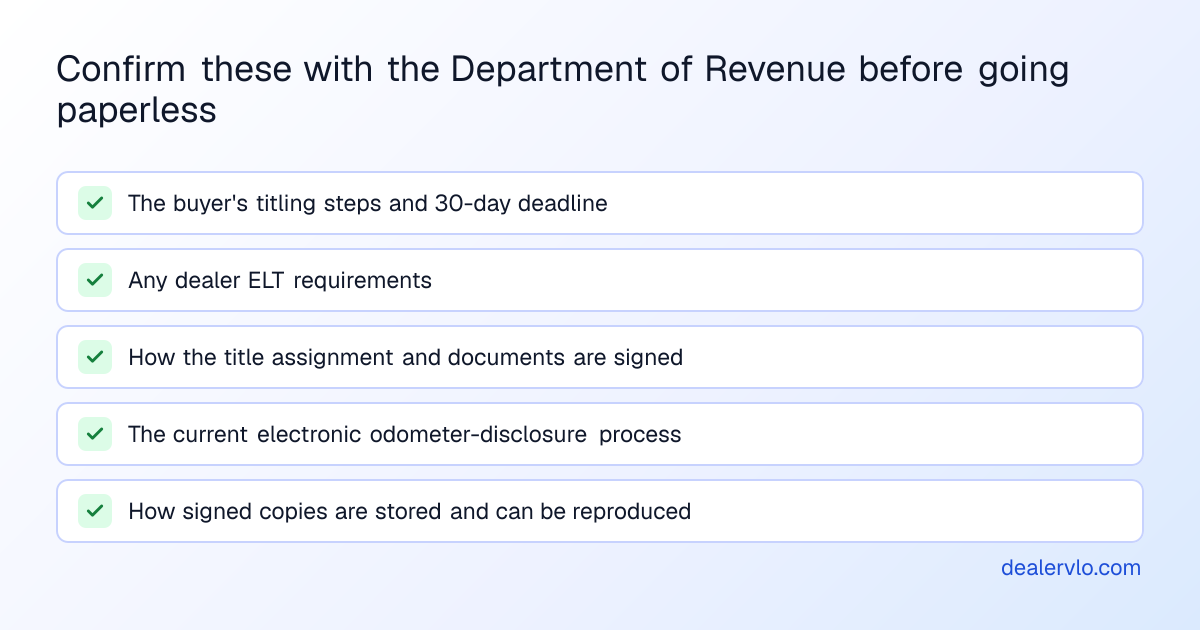 Confirm these with the Department of Revenue before going paperless