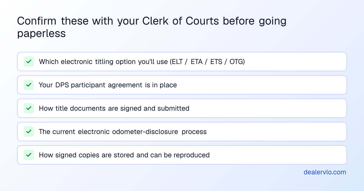 Confirm these with your Clerk of Courts before going paperless