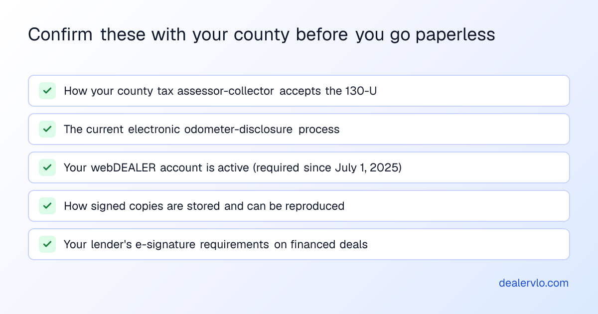 Confirm these with your county before you go paperless