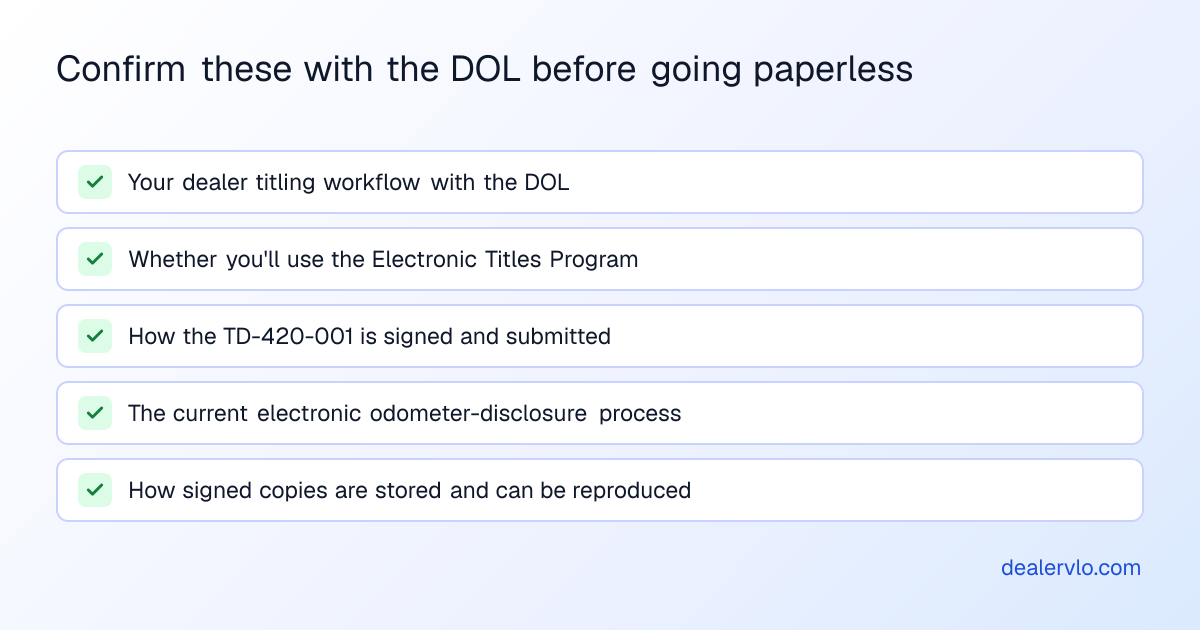 Confirm these with the DOL before going paperless