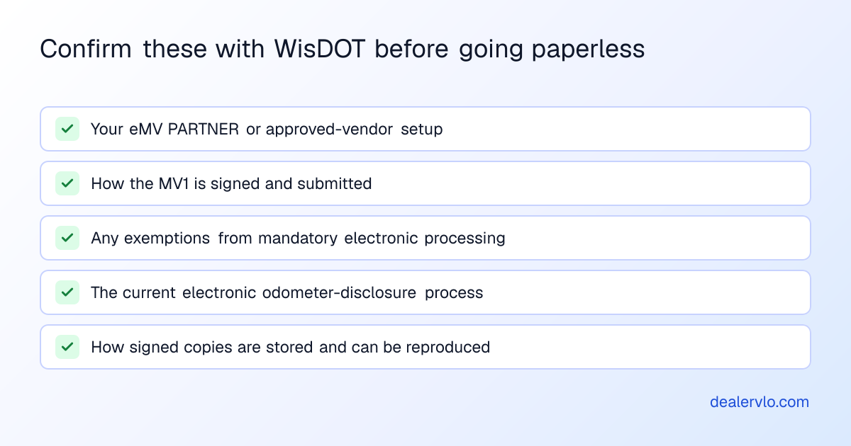 Confirm these with WisDOT before going paperless