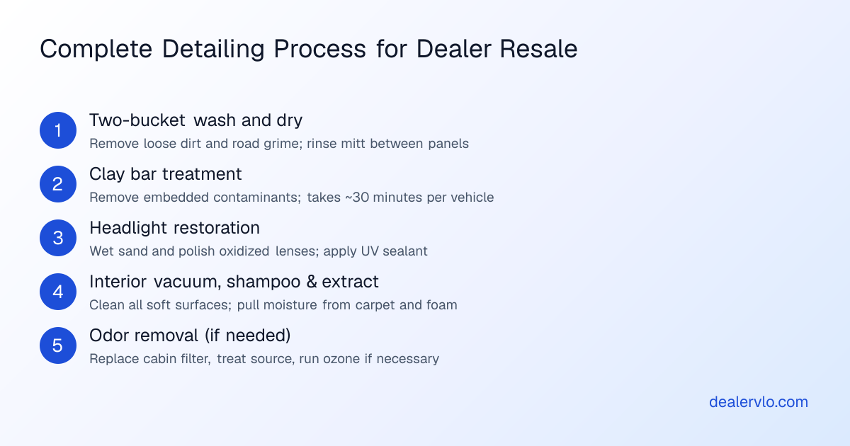 Step-by-step detailing process independent dealers use to prepare used cars for maximum resale value and faster turns