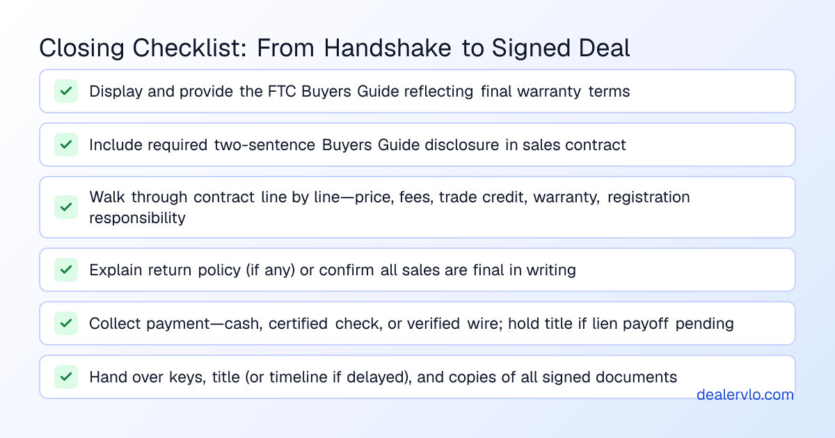 Essential steps to close a used-car sale and finalize the deal without friction