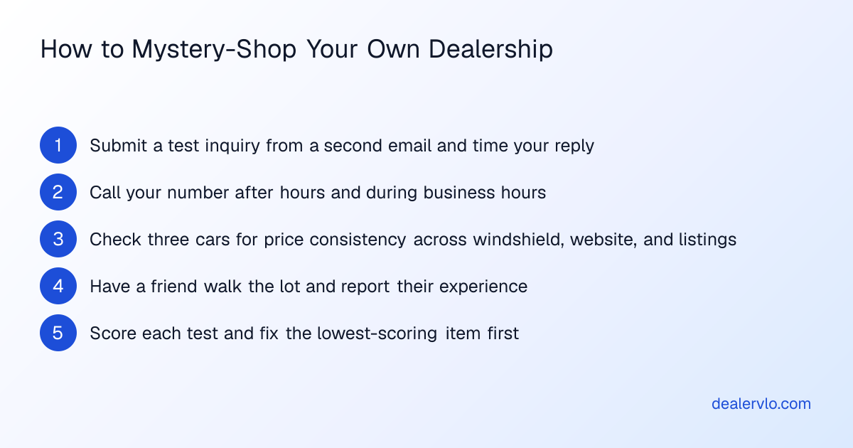 Steps to mystery-shop your own dealership and improve the buyer experience at your used-car lot